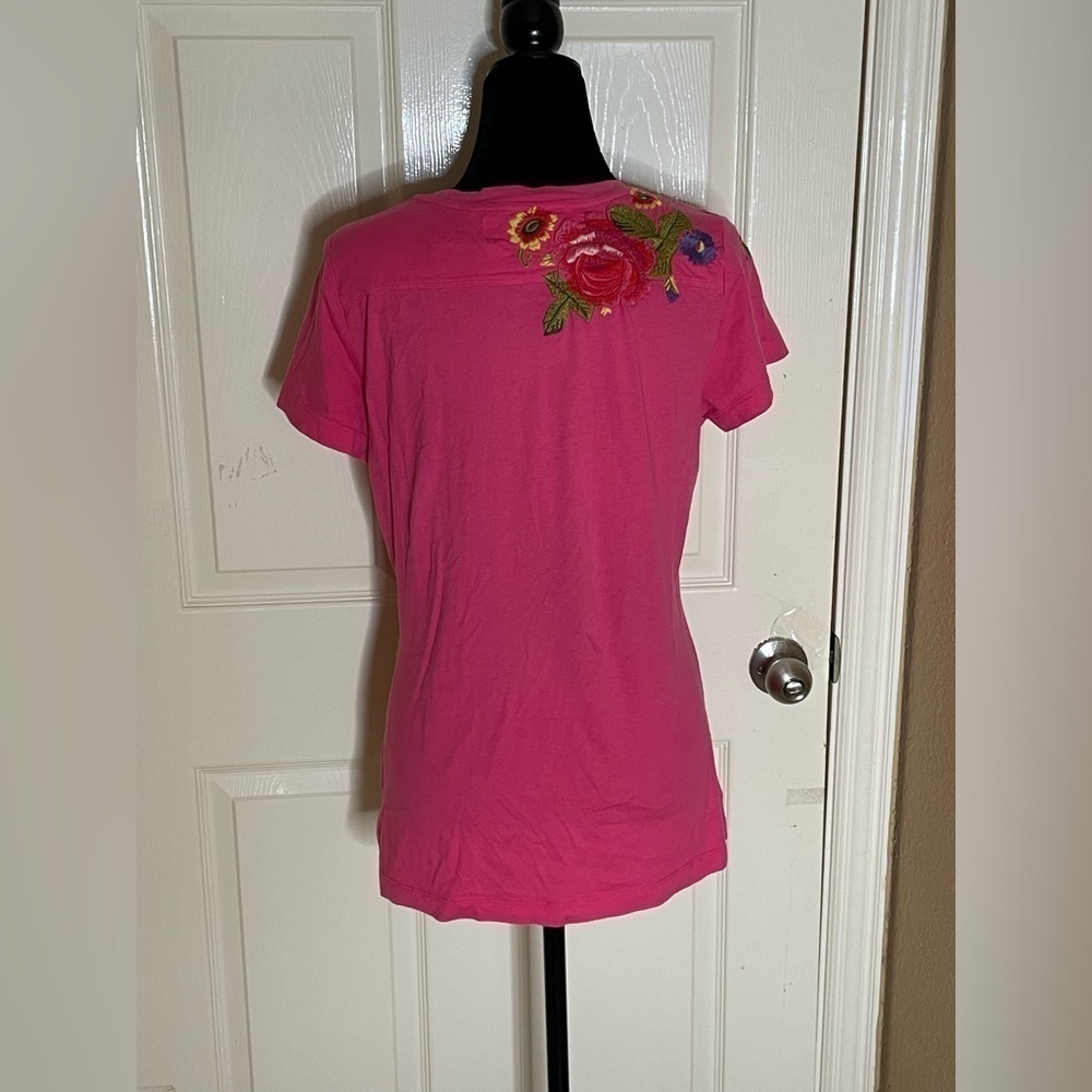 Johnny Was Floral Embroidered Cotton Jersey T-Shirt Large - Picture 3 of 11